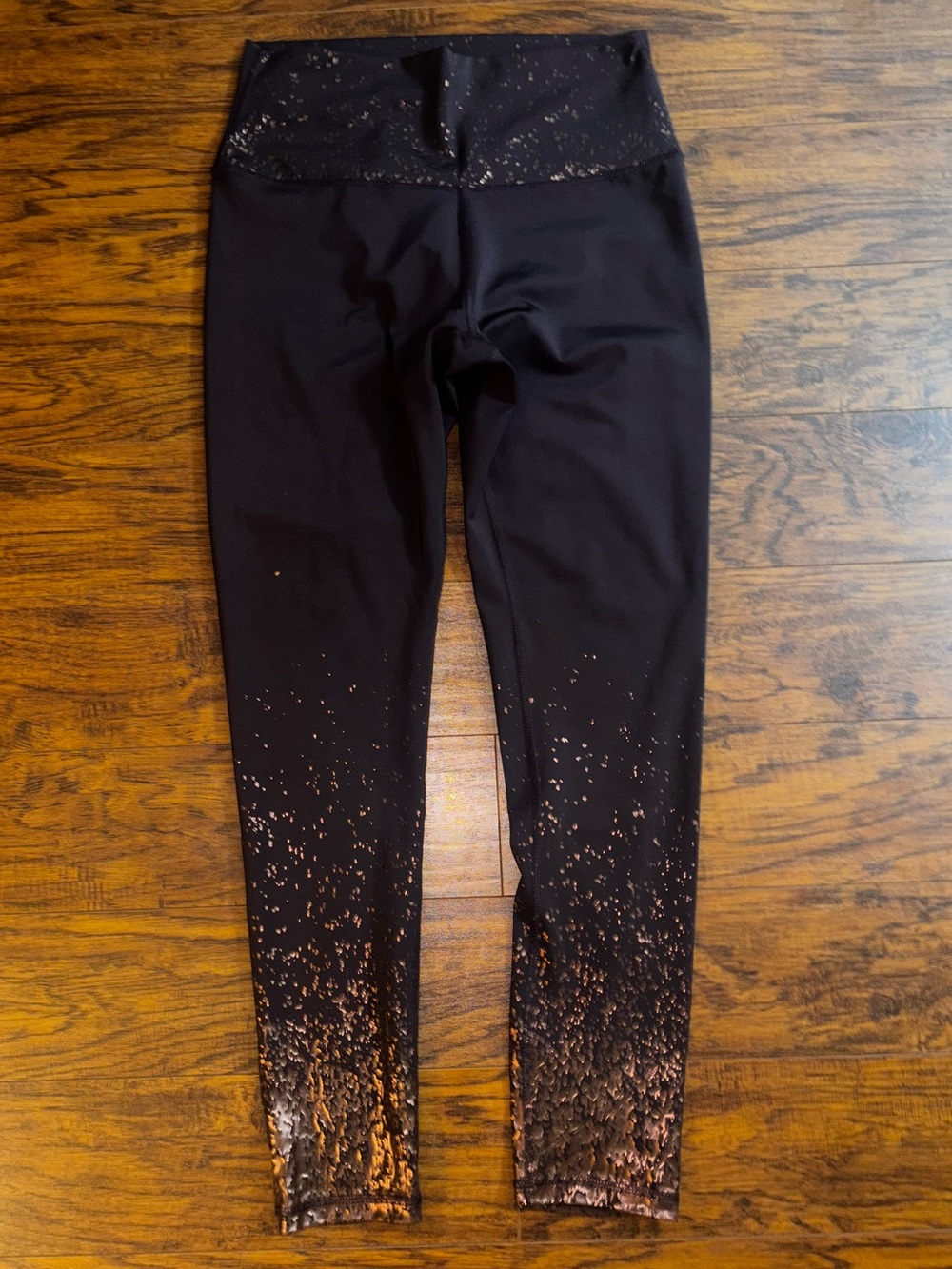 Z by Zobha Shine Leggings High-Rise Purple Brown + Rose Gold Sparkle Ombré Leg